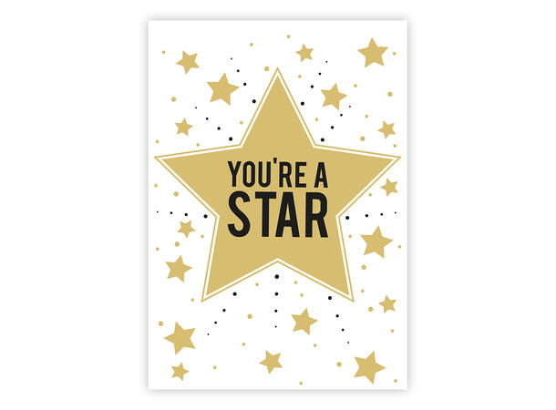 Dobbelt gratulasjonskort You`re a star A6 dobbelt kort